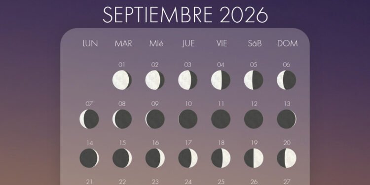 El calendario lunar de septiembre de 2026 en Argentina